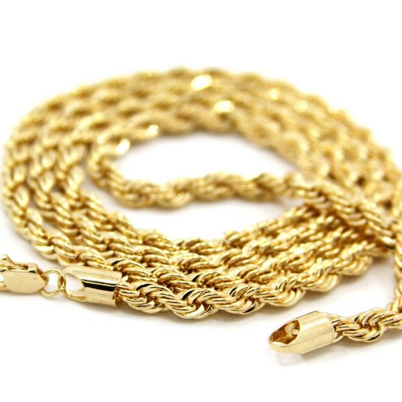 Golden 14k Gold 5mm 30" Rope Chain - Picture 1 of 3